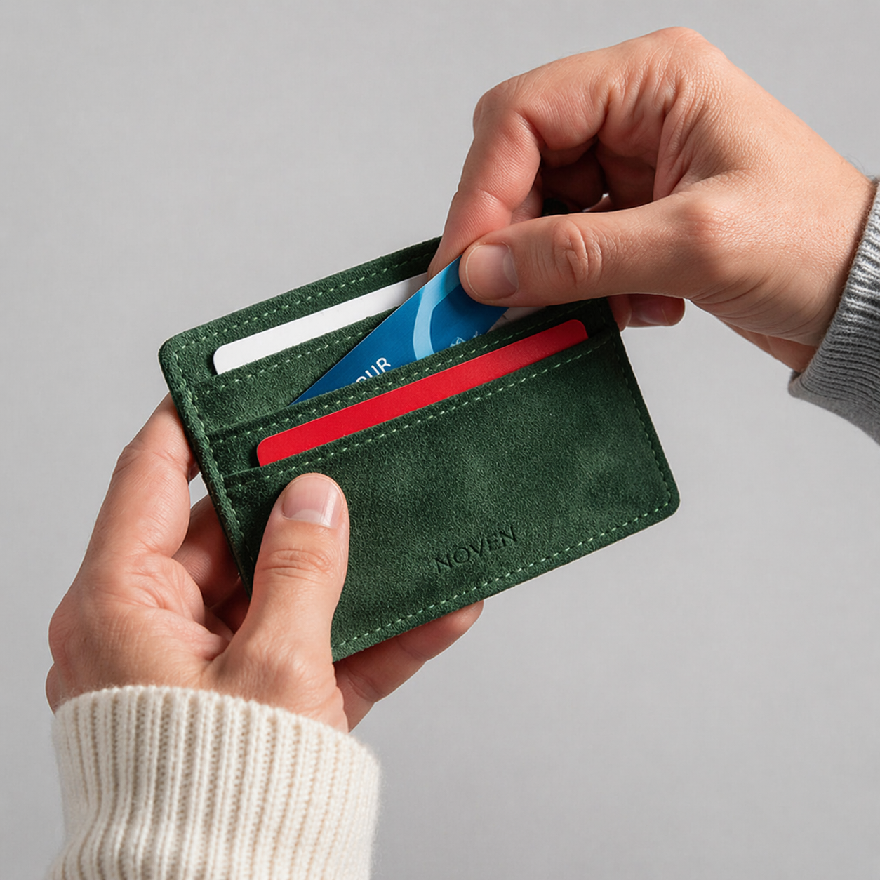 Alcantara Card Wallet - Green