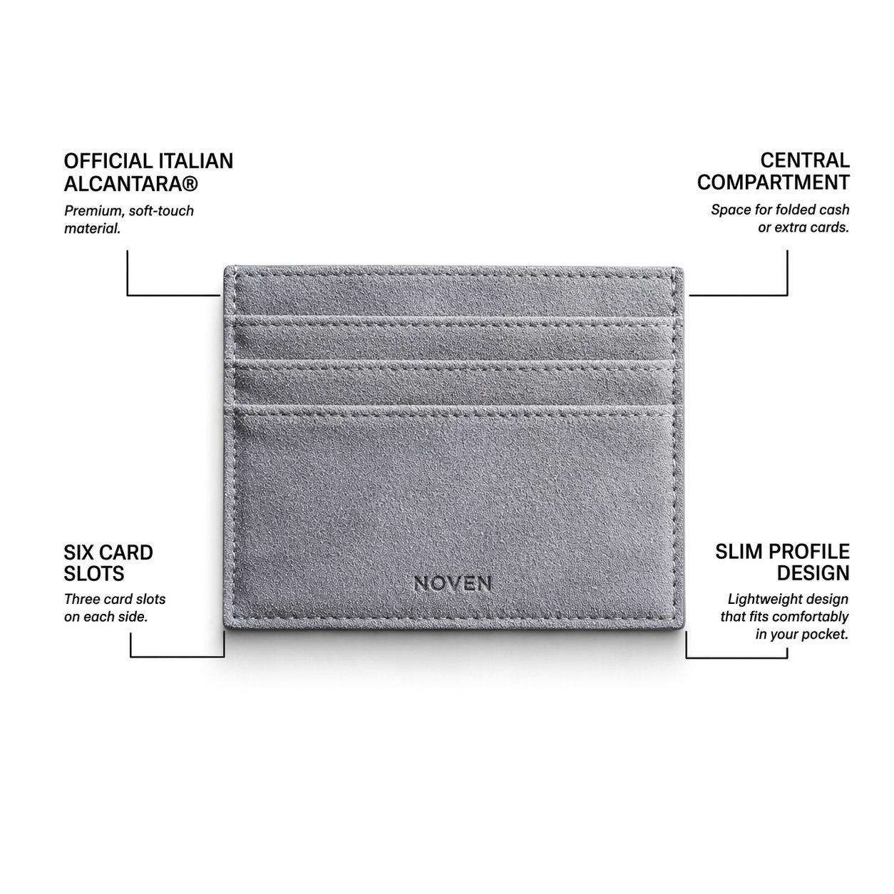 Alcantara Card Wallet - Light Grey