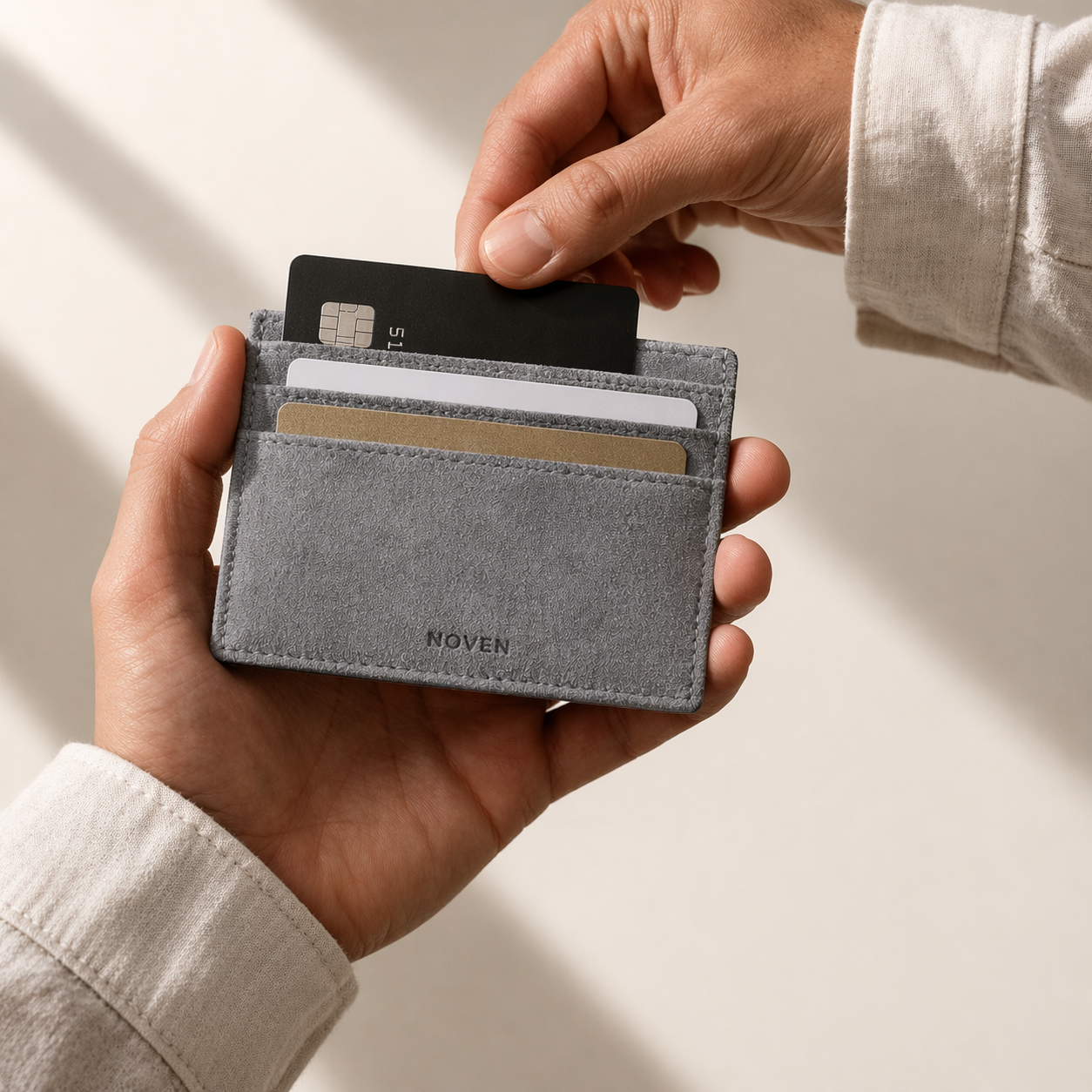 Alcantara Card Wallet - Light Grey