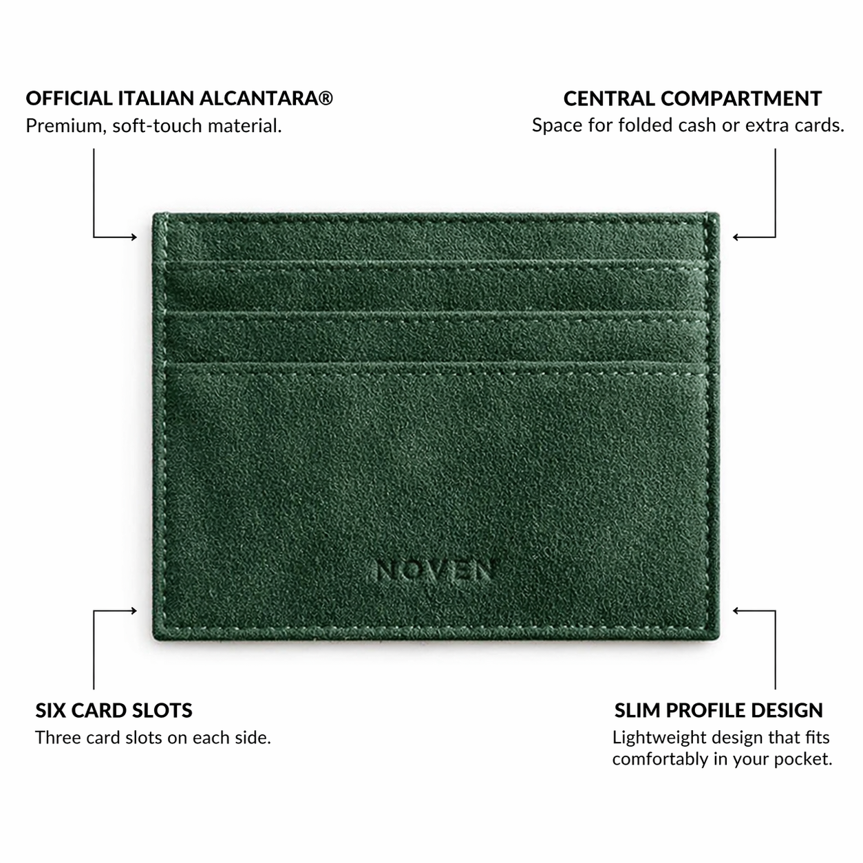 Alcantara Card Wallet - Green